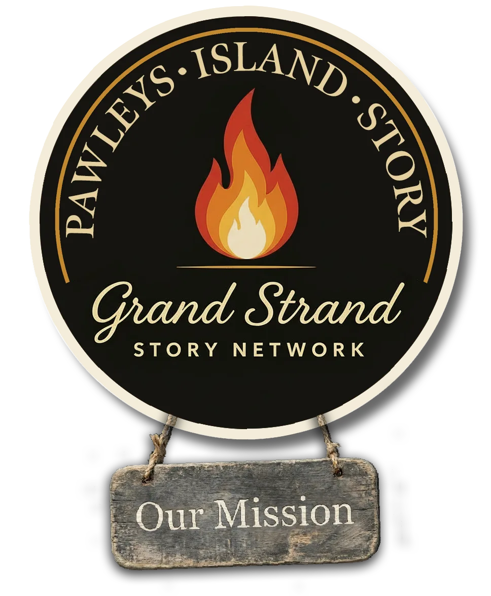 Grand Strand Story Network logo with Our Mission sign